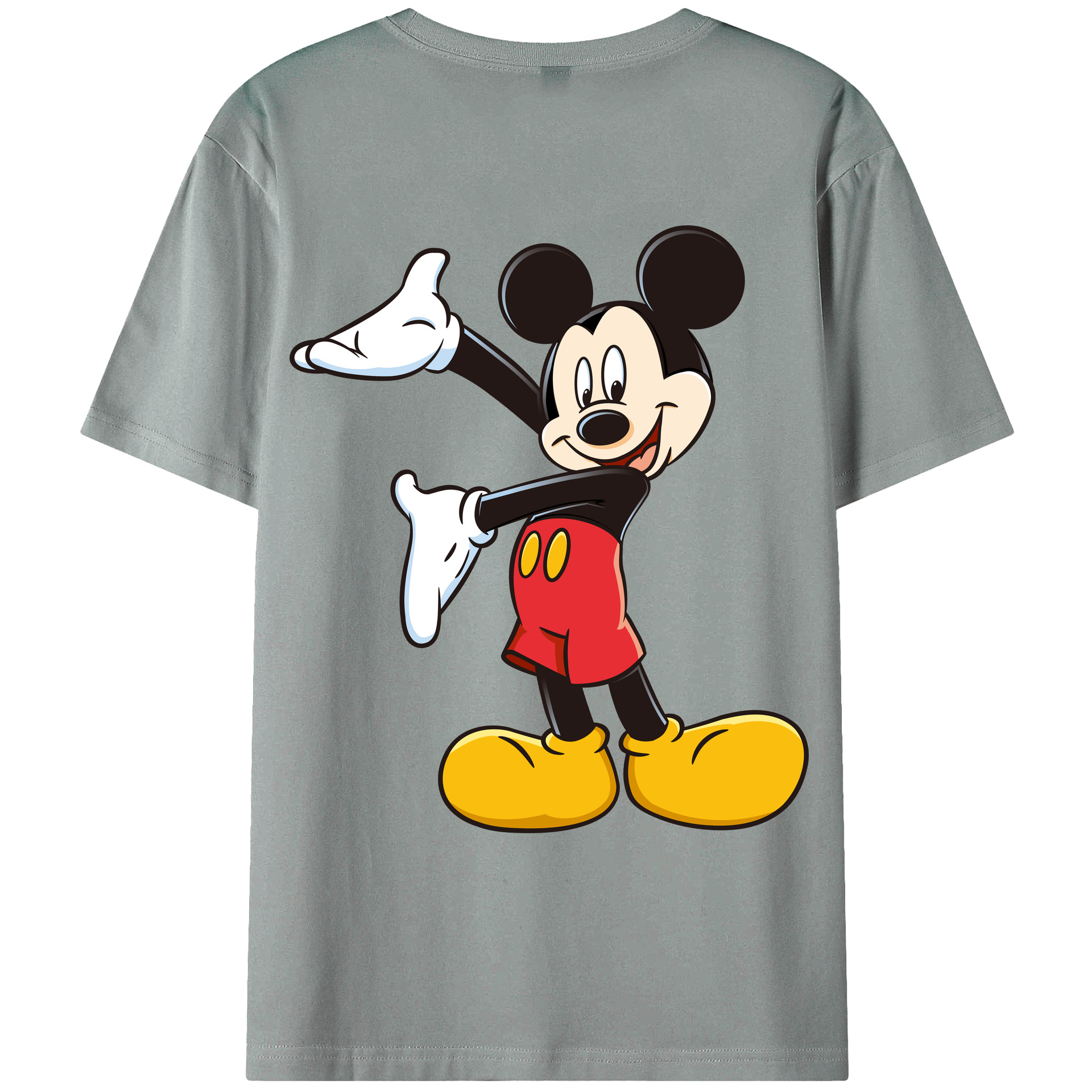ミッキーマウス Mickey Mouse 綿100％ メンズ半袖Tシャツ（バックプリント） 通気性